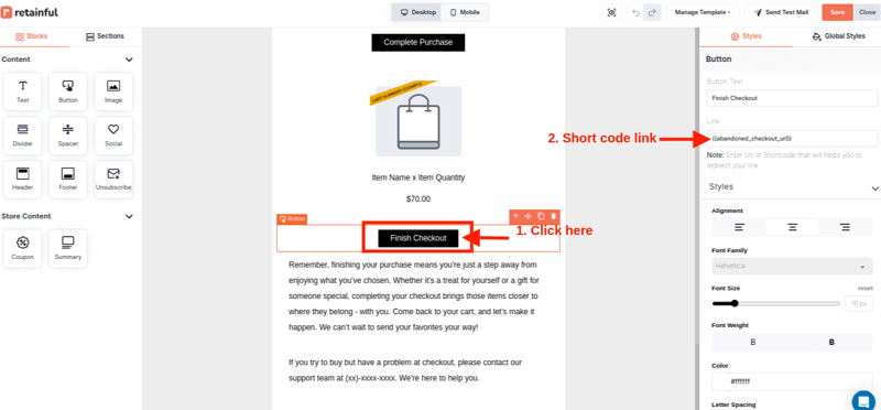 Customizing CTA in WooCommerce abandoned cart email  in Retainful