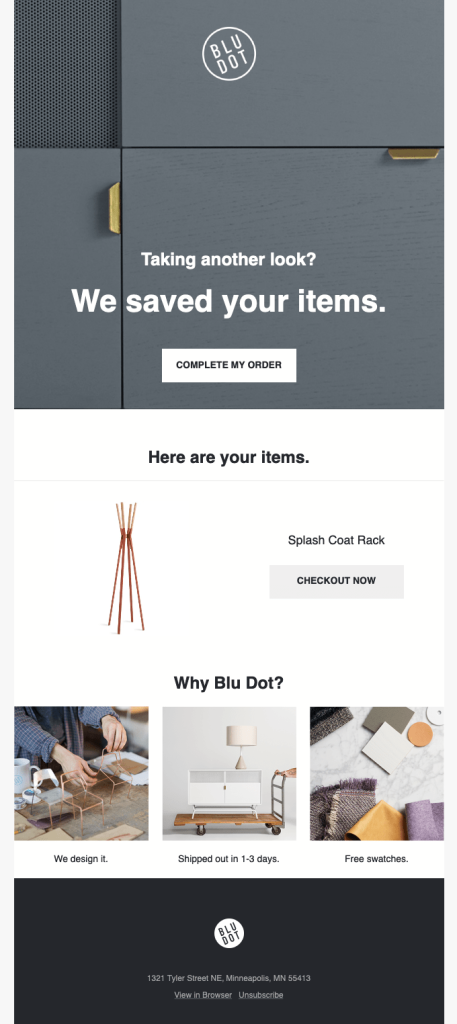 Shopify abandoned cart email template
