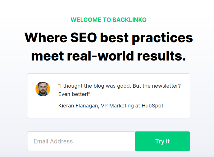 Newsletter subscription example by Backlinko