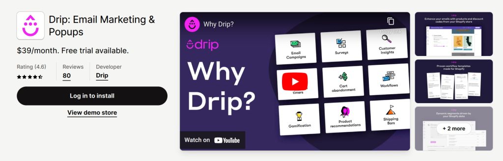 Drip Shopify marketing automation app