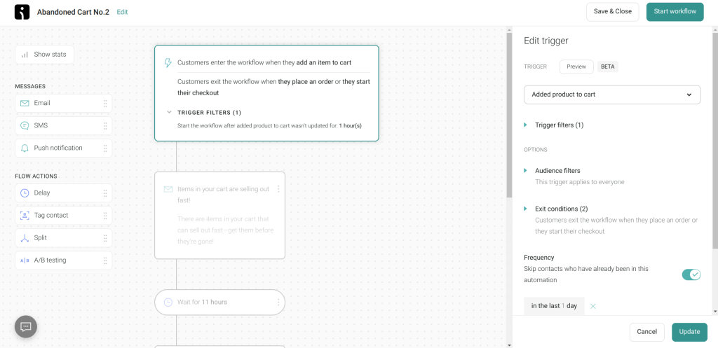 Email automation workflow builder in the Omnisend email automation software