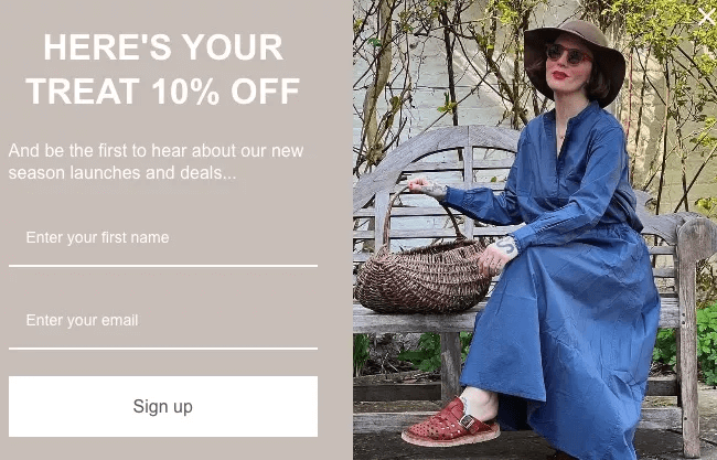 Email newsletter signup example by Woven Store
