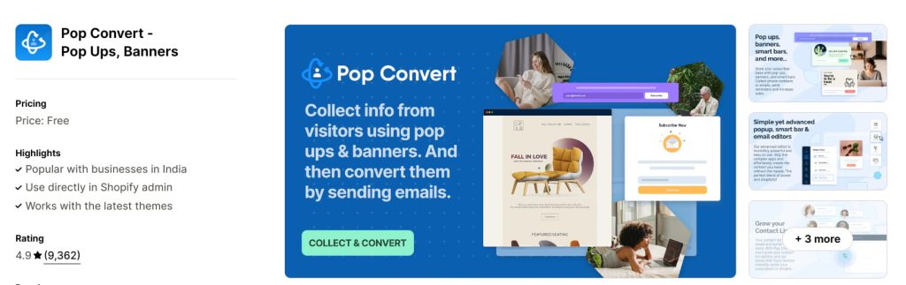 Popup convert Shopify popup app