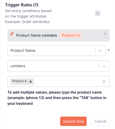 Setting up the trigger to send custom WooCommerce email per product