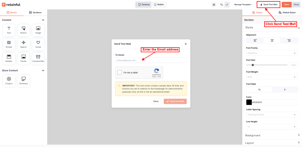 Sending test email of WooCommerce custom email per product in Retainful