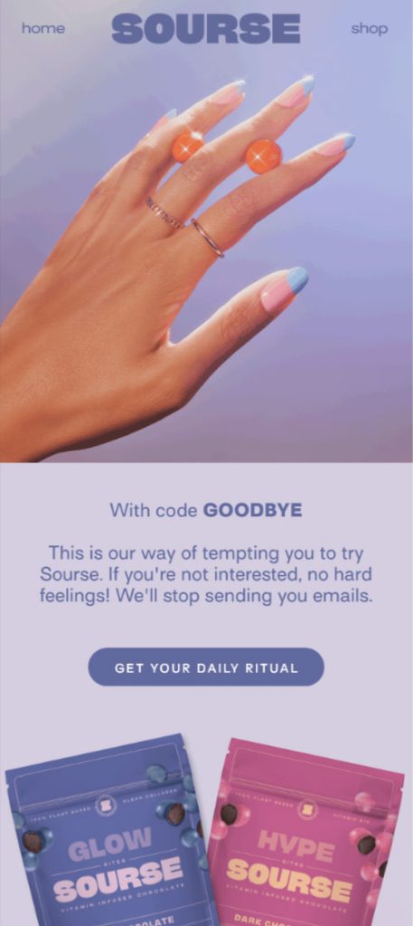 Sunset email example about saying goodbye to the lapsed customer