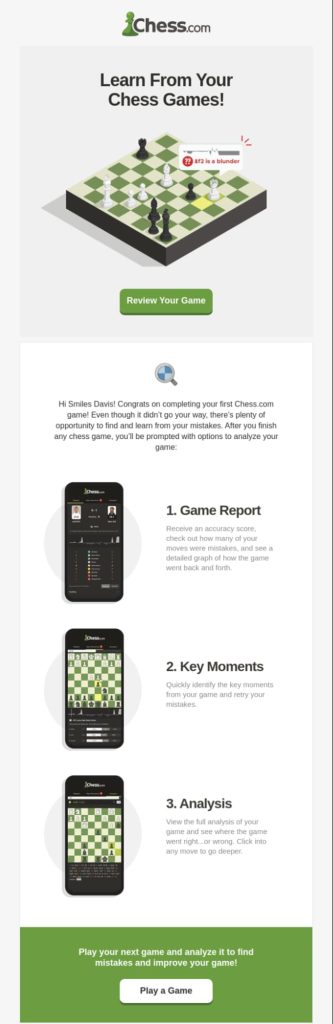 Chess.com’s personalized email example