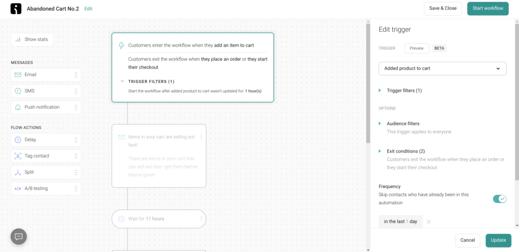 Visual automation builder in Klaviyo alternative Omnisend