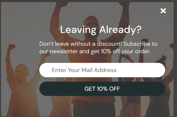 Exit-intent discount popup example
