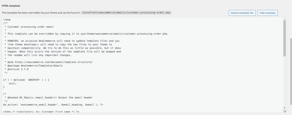 HTML Code editor for WooCommerce order confirmation emails