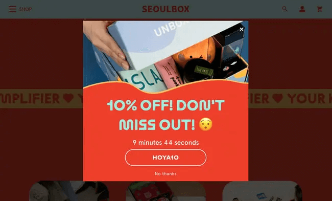 Limited-time discount popup example