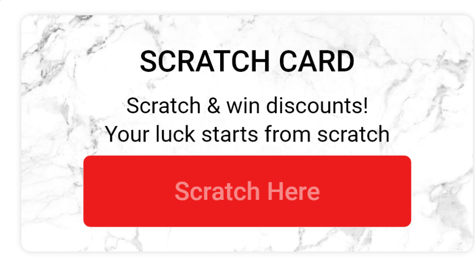 Scratch card discount popup example