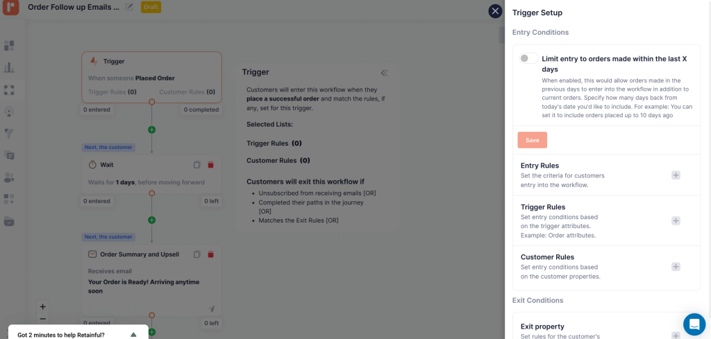 Setup triggers and wait time for WooCommerce order notifications