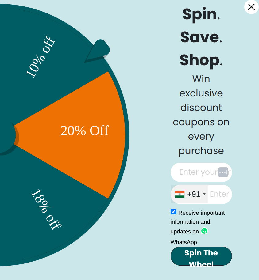 Spin the wheel discount popup example