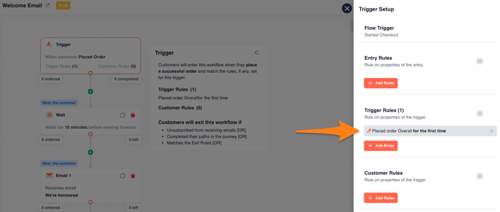 Setting up triggers and wait time in Retainful for sending automated welcome email series