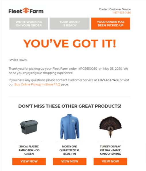 Best order confirmation email template by Fleet Farm