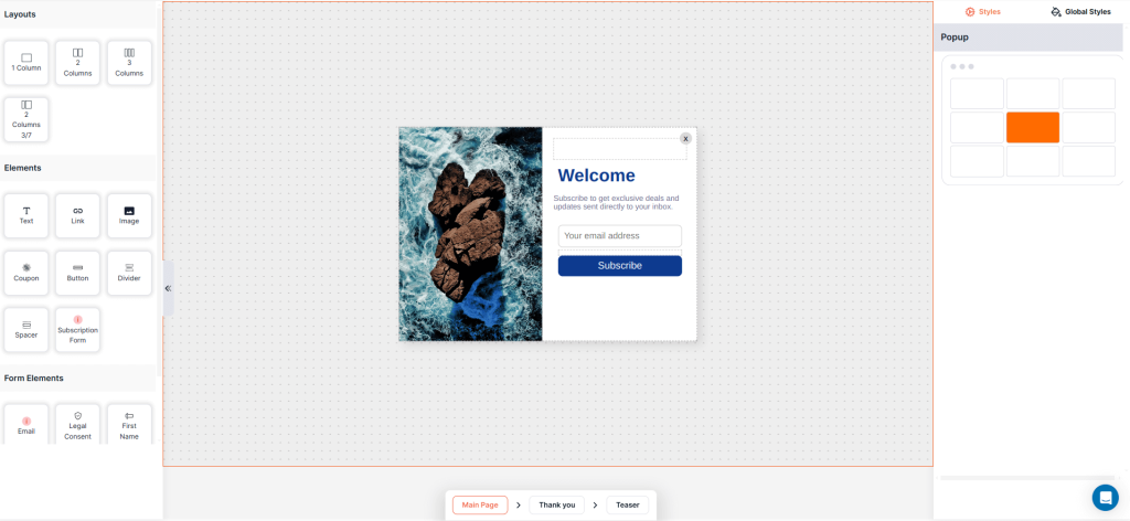 Customize the Shopify welcome popup template