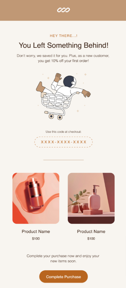 Ecommerce abandoned cart email template in Retainful