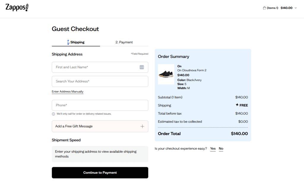 Example of reducing shopping cart abandonment by Zappos