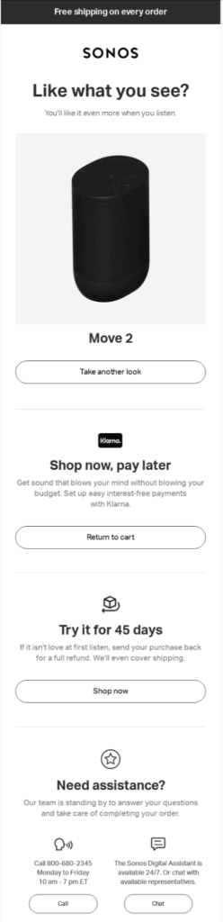 Shopify abandoned cart email template