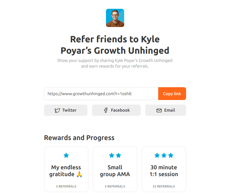 Email acquisition example of referral program